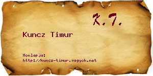 Kuncz Timur névjegykártya